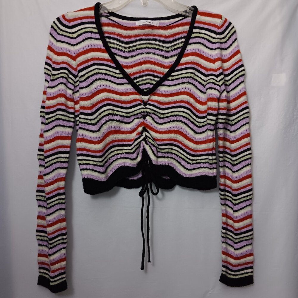 PACSUN MULTI COLOR STRIPED KNIT SWEATER